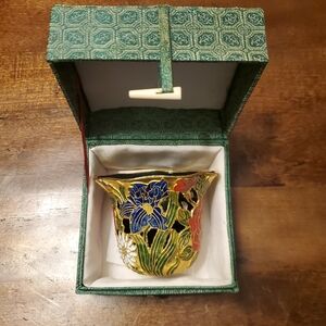 D.S. Starr Cloisonne Enamel floral Candle holder.
